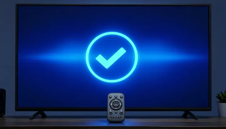 Écran de télévision affichant une confirmation d'activation IPTV avec télécommande au premier plan