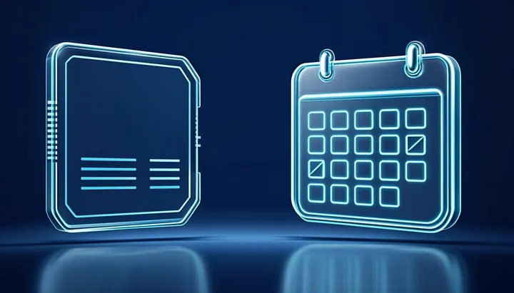 Comparaison visuelle entre une carte à clé et un calendrier d'abonnement, concept code IPTV contre abonnement